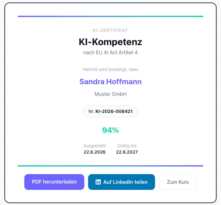 KI-Zertifikat screenshot 3