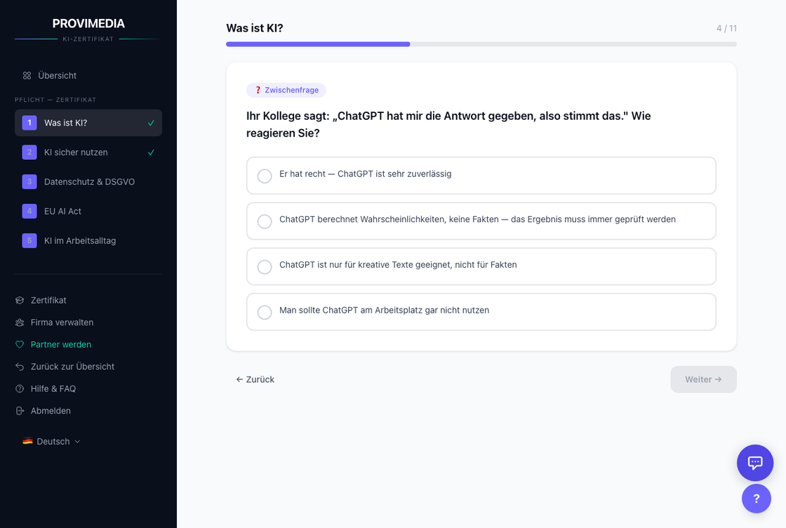 KI-Zertifikat screenshot 1